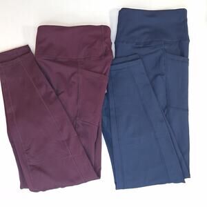 90 Degree by Reflex 1X Leggings Fleece lined stratus leggings  Navy Blue, Mauve